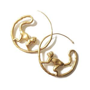 Tory Burch Gold Monkey Call of The Wild Earrings (18K GOLD PLATING) (NWT)
